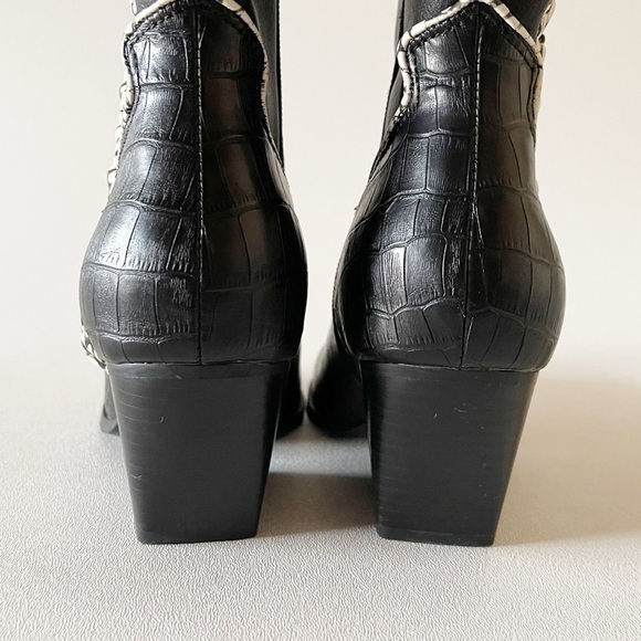 Dolce Vita Boots Lori Croc Embossed Cutout Braided Western Festival Boho Black 8 - Picture 8 of 15